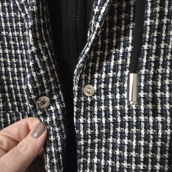 Elan Harper Hoodie Dickie Blazer, Black & White Plaid, Preppy Grunge, Sz Small. - Picture 12 of 15